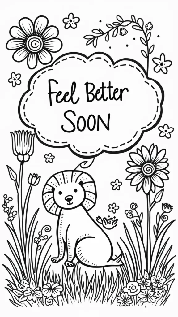 get well cards coloring pages